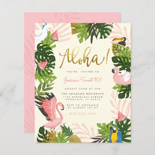 Budget Beige Aloha Hawaii Tropische Gouden Dag (Voorkant / Achterkant)