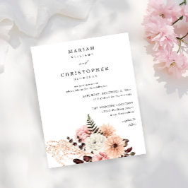 Budget Beige & Blush Roze Rustieke Bloem Bruiloft Flyer