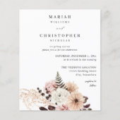 Budget Beige & Blush Roze Rustieke Bloem Bruiloft Flyer (Voorkant)