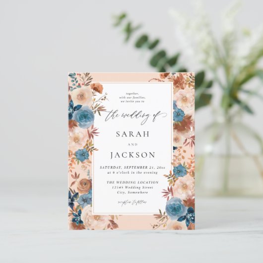 Budget Beige & Dusty Blue Floral Wedding S2 (Staand voorkant)