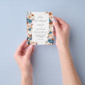 Budget Beige & Dusty Blue Floral Wedding S2 Blue L Flyer (Hand)
