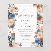 Budget Beige & Dusty Blue Floral Wedding S2 Blue L Flyer (Voorkant)