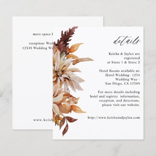 Budget Beige Herfst Bloemendetails (Voorkant / Achterkant)