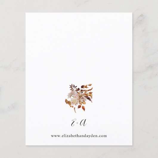 Budget Beige Herfst Floral 2 Wedding Flyer (Achterkant)