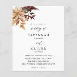 Budget Beige Herfst Floral Wedding Flyer