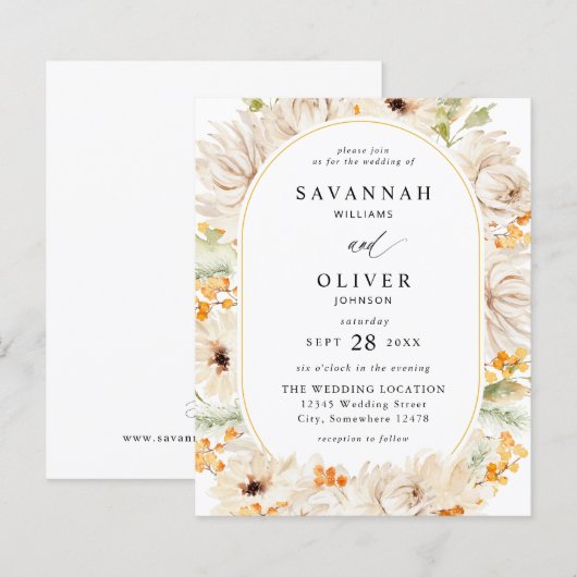 Budget Beige & Oranje Bloemen Bruiloft 2 (Voorkant / Achterkant)