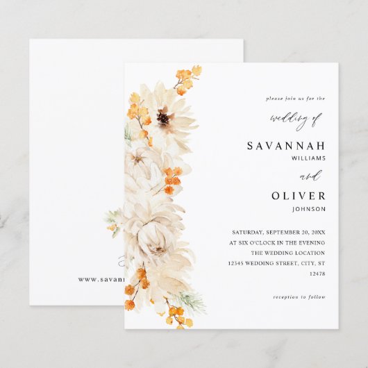Budget beige & Oranje Floral Wedding (Voorkant / Achterkant)