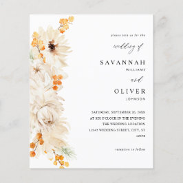Budget beige & Oranje Floral Wedding Flyer