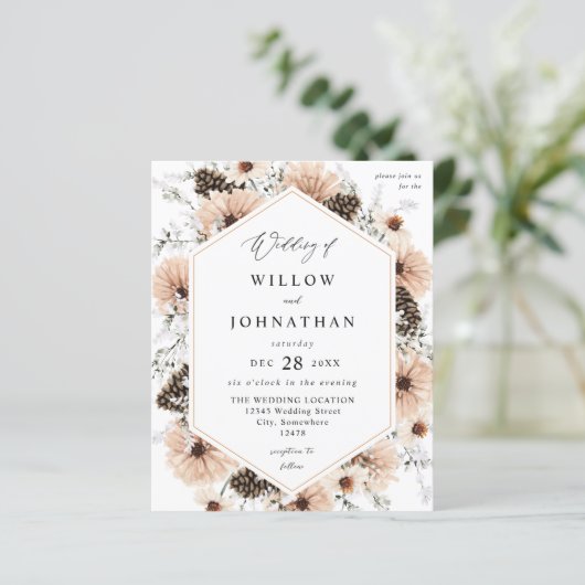 Budget Beige & Pine Rustic Floral Wedding (Staand voorkant)