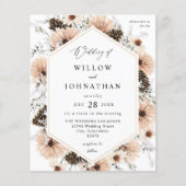 Budget Beige & Pine Rustic Floral Wedding Flyer (Voorkant)