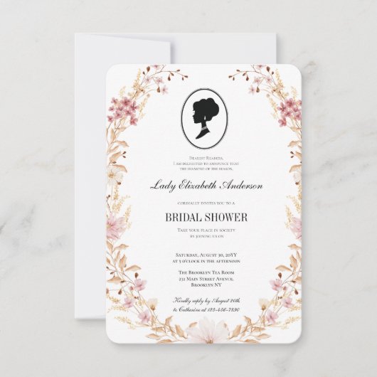 Budget beige wilde bloemen Bridgerton Vrijgezellen Kaart (Voorkant)