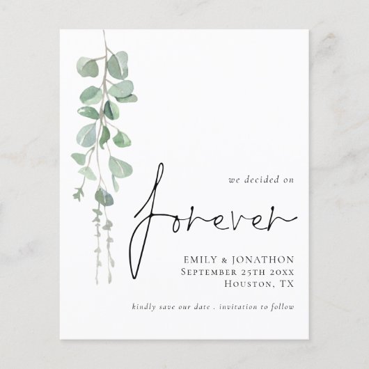 Budget bepaald voor Eucalyptus Save The Date voor  (Voorkant)