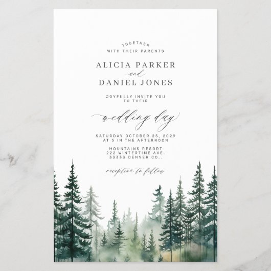 Budget berg bestemming bruiloft uitnodiging flyer (Voorkant)