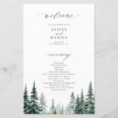 Budget bergpijnbomen bos bruiloft programma (Voorkant)