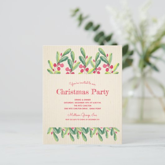 Budget Berries en Branches Kerstuitnodigingen (Staand voorkant)