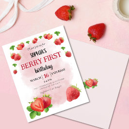 Budget Berry 1e Verjaardagsfeest Uitnodiging Aardb