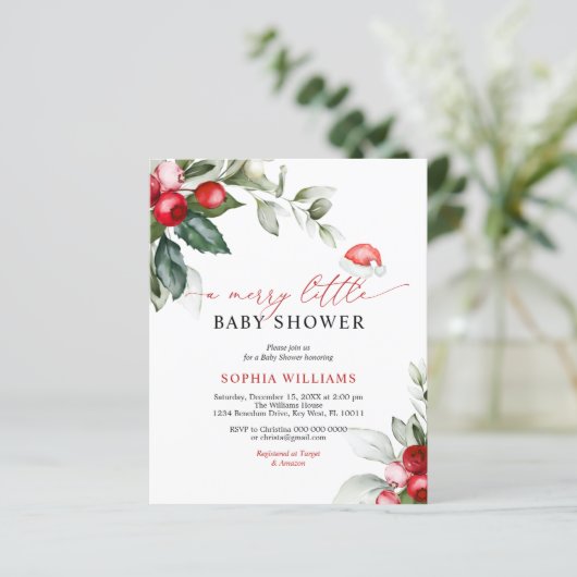 Budget Berry een vrolijk klein Baby shower uitnodi (Staand voorkant)