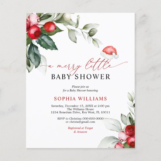 Budget Berry een vrolijk klein Baby shower uitnodi (Voorkant)