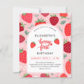 Budget Berry eerste 1e verjaardag foto uitnodigen (Voorkant)