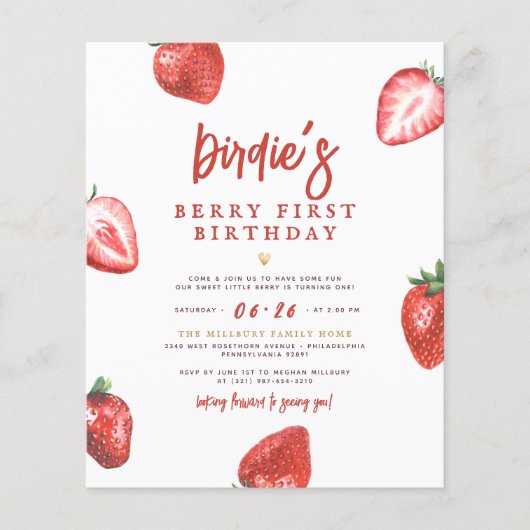 Budget Berry First Strawberry Girl 1e verjaardag (Voorkant)