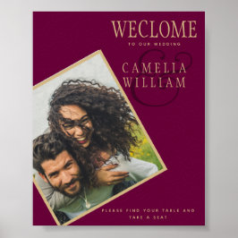 BUDGET Berry Gold Wedding FOTO Welkom SIGN Poster