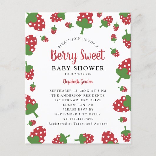 Budget Berry Sweet Baby shower Strawberry Cute (Voorkant)