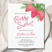Budget Berry Sweet Strawberry Baby shower Invite