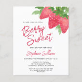Budget Berry Sweet Strawberry Baby shower Invite (Voorkant)