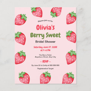 Budget Berry Zoete Aardbei Bruiloft Uitnodiging Flyer