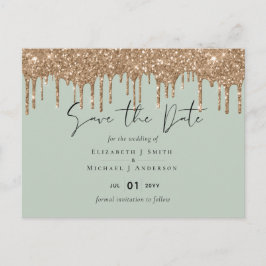 BUDGET Bespaar data Sage Gouden Glitter Bruiloft Briefkaart