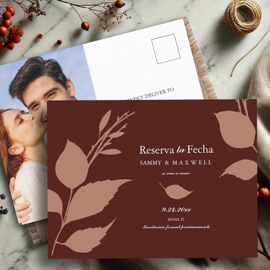 Budget Bespaar de datum in Spanish Maroon Aankondigingskaart