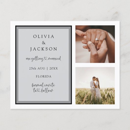 Budget Bespaar onze datum 3 foto bruiloft (Achterkant)