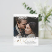 Budget Bespaar onze datum Foto Goud & Wit (Staand voorkant)