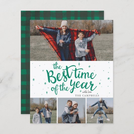 Budget Beste Tijd van het Jaar Foto Holiday Card (Voorkant / Achterkant)