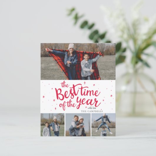 Budget Beste Tijd van het Jaar Foto Holiday Card (Staand voorkant)