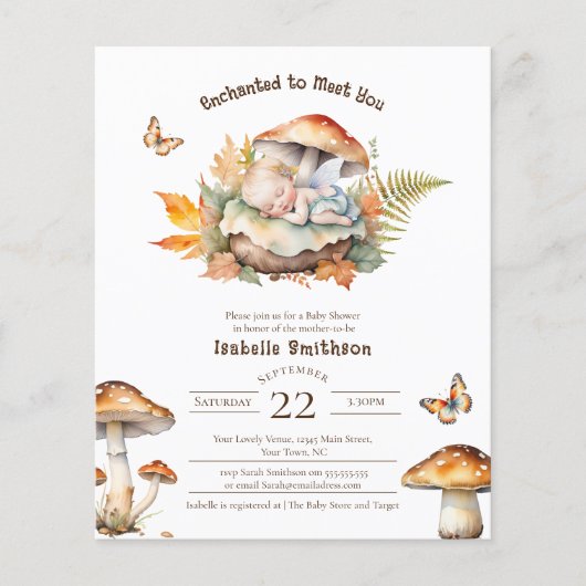 Budget Betoverde Feeënvallei Bos Baby Shower (Voorkant)