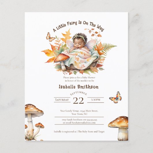 Budget Betoverde Herfst Bos Baby Shower (Voorkant)