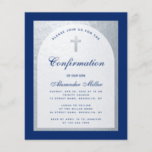 Budget bevestiging Royal Blue Silver Uitnodiging