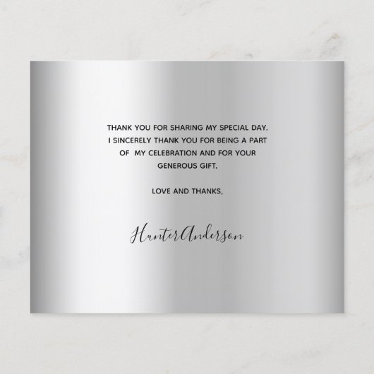 Budget bevestiging zilver foto bedankt kaart (Achterkant)