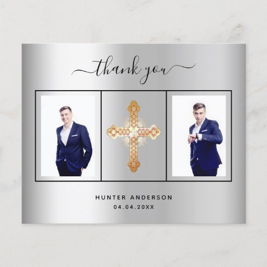 Budget bevestiging zilver foto bedankt kaart (Voorkant)