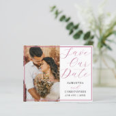 Budget Bewaar onze datum Blush Roze Foto Bruiloft (Staand voorkant)