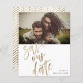 Budget Bewaar onze datum Faux Gold kalligrafie & f (Voorkant / Achterkant)