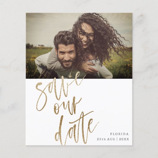 Budget Bewaar onze datum Faux Gold kalligrafie & f (Voorkant)