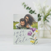 Budget Bewaar Onze Datum Wilde Bloem Foto Bruiloft (Staand voorkant)