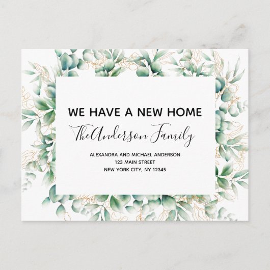 Budget Bewegende Aankondiging Eucalyptus Greenery Briefkaart (Voorkant)