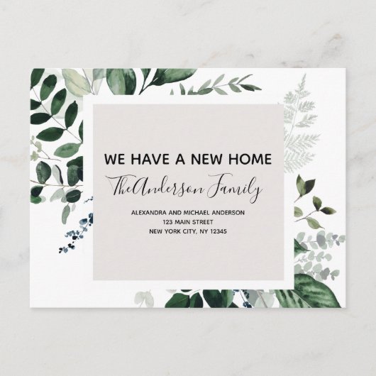 Budget Bewegende Aankondiging Eucalyptus Greenery  Briefkaart (Voorkant)