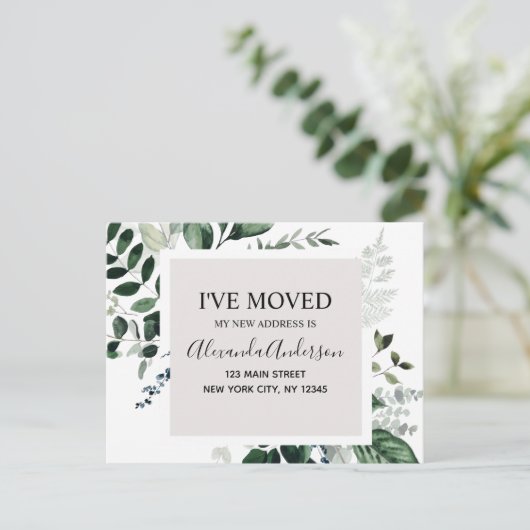 Budget Bewegende Aankondiging Eucalyptus Greenery Briefkaart (Staand voorkant)