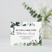 Budget Bewegende Aankondiging Eucalyptus Greenery  Briefkaart (Staand voorkant)