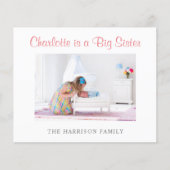 Budget Big Sister Foto New Baby Announge (Voorkant)