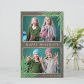Budget bijtende Botanische 2 Foto's Holiday Card (Staand voorkant)
